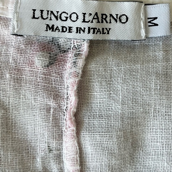 Lungo L’arno Revolve Made in Italy 100% Linen Floral MIDI Short Sleeve Dress M - Picture 9 of 14